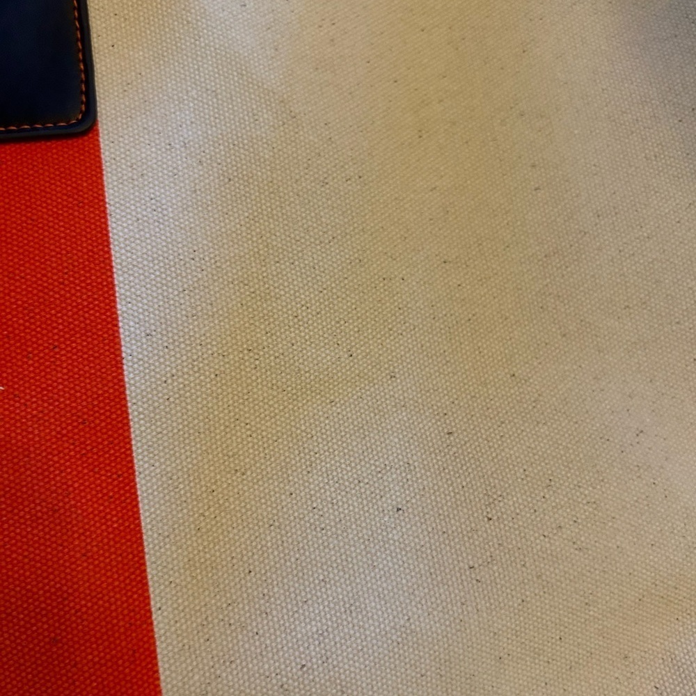 John Hardy Brown & Orange Striped Canvas Tote Bag NWOT - Picture 7 of 10